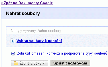 Dokumenty Google - nahrn souboru